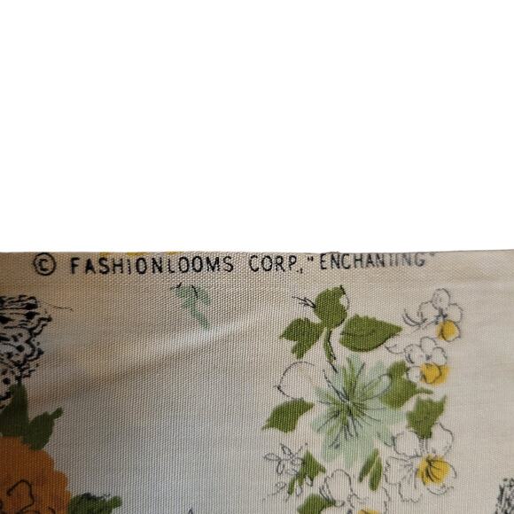 Vintage Enchanting Floral Fabric 2.5 Yards x 35" Yellow Orange Green Silky Feel - Picture 7 of 12